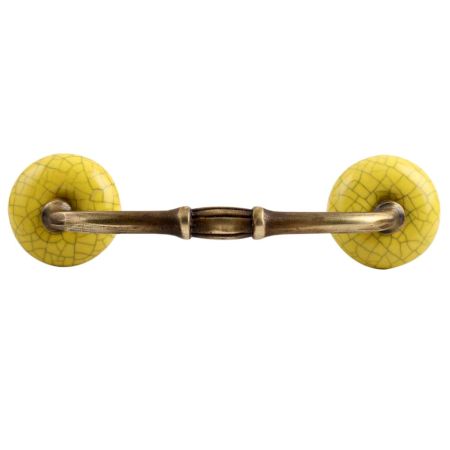 Yellow Crackle Ceramic  Bridge Handle 